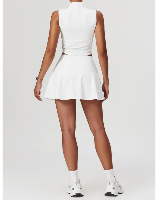 Cloudy White Two Piece Skirt Set